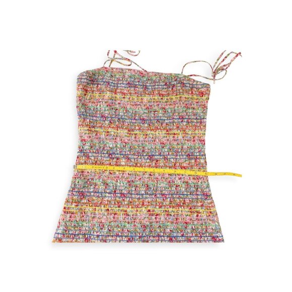 Storia Smocked Floral Sundress SZ L Rainbow Dress - Picture 7 of 8